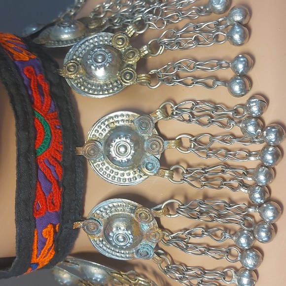 Vintage Kuchi tribal choker necklace Coin Belly Dancing - Picture 2 of 6
